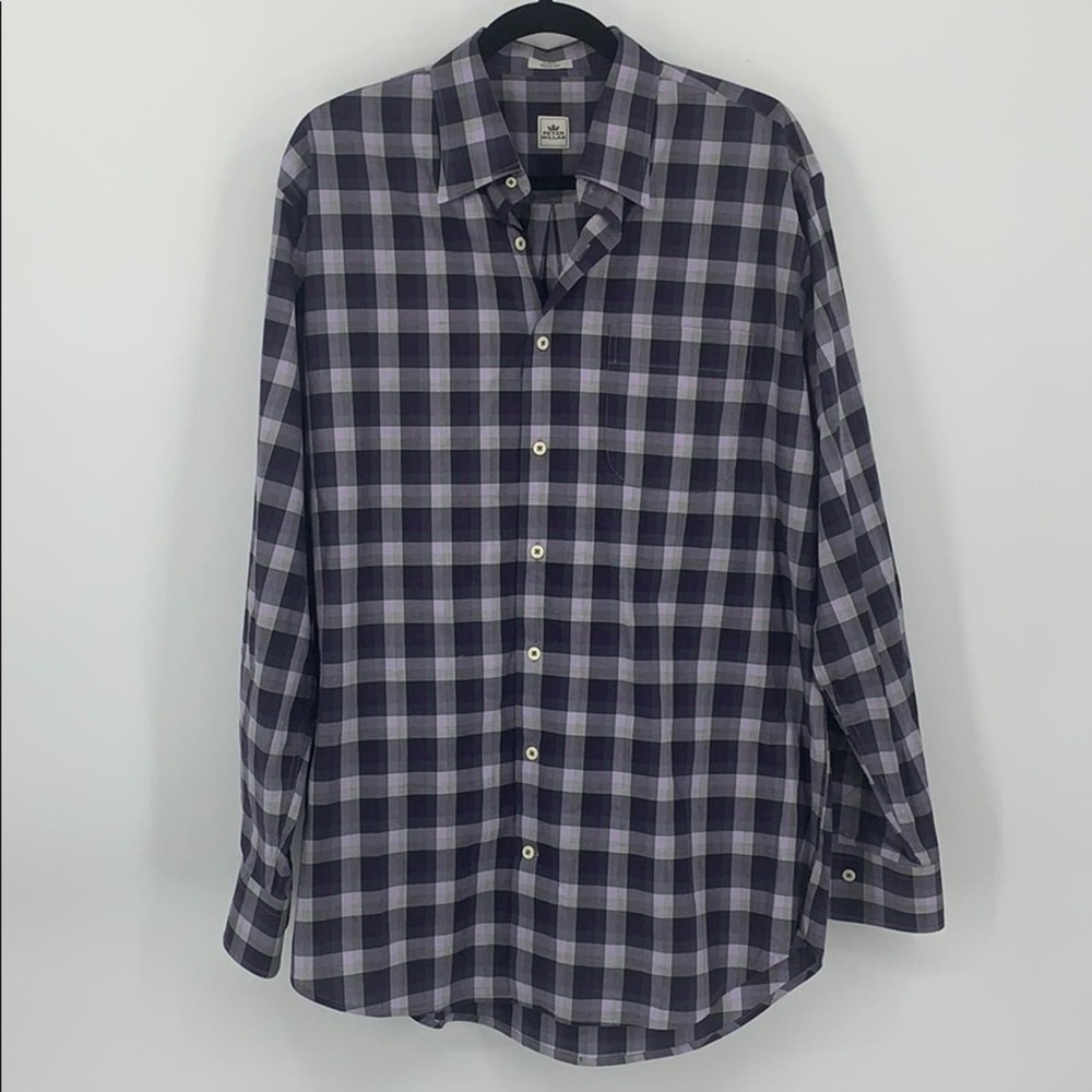 Peter Millar Large Checker Print Button Down Purp… - image 1